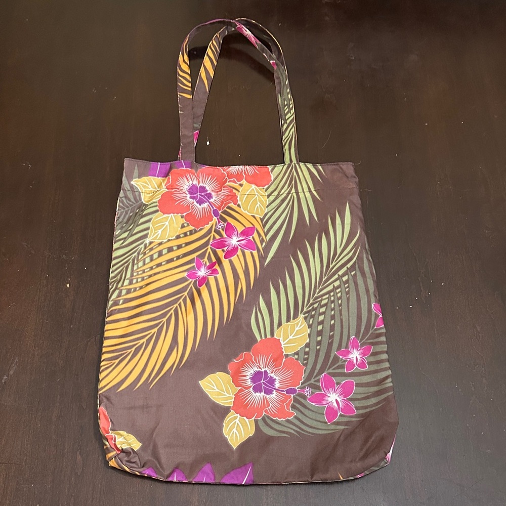 Hawaiian Floral Brown Tote Bag